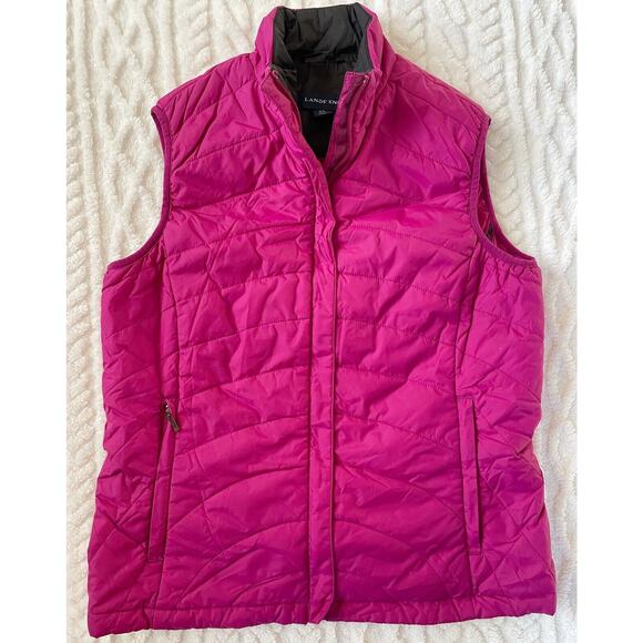 Lands' End Jackets & Blazers - Lands End Down Puffer Vest Women's XS (2-4) Full Zip Outdoor Hiking Camping PINK